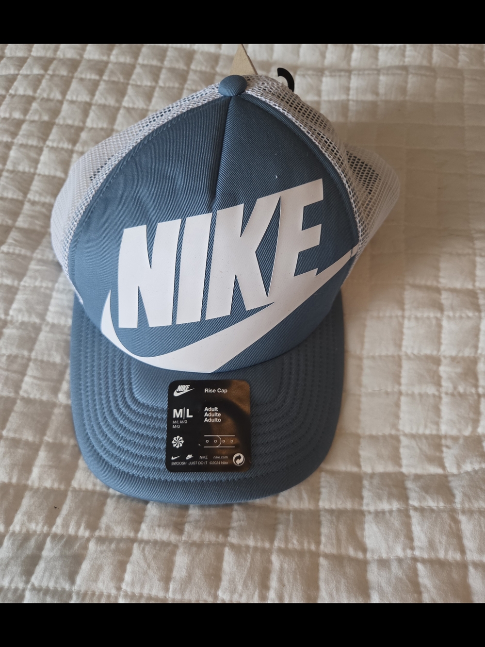 Nike Mesh Back Trucker Cap in Dusty Blue with White Logo